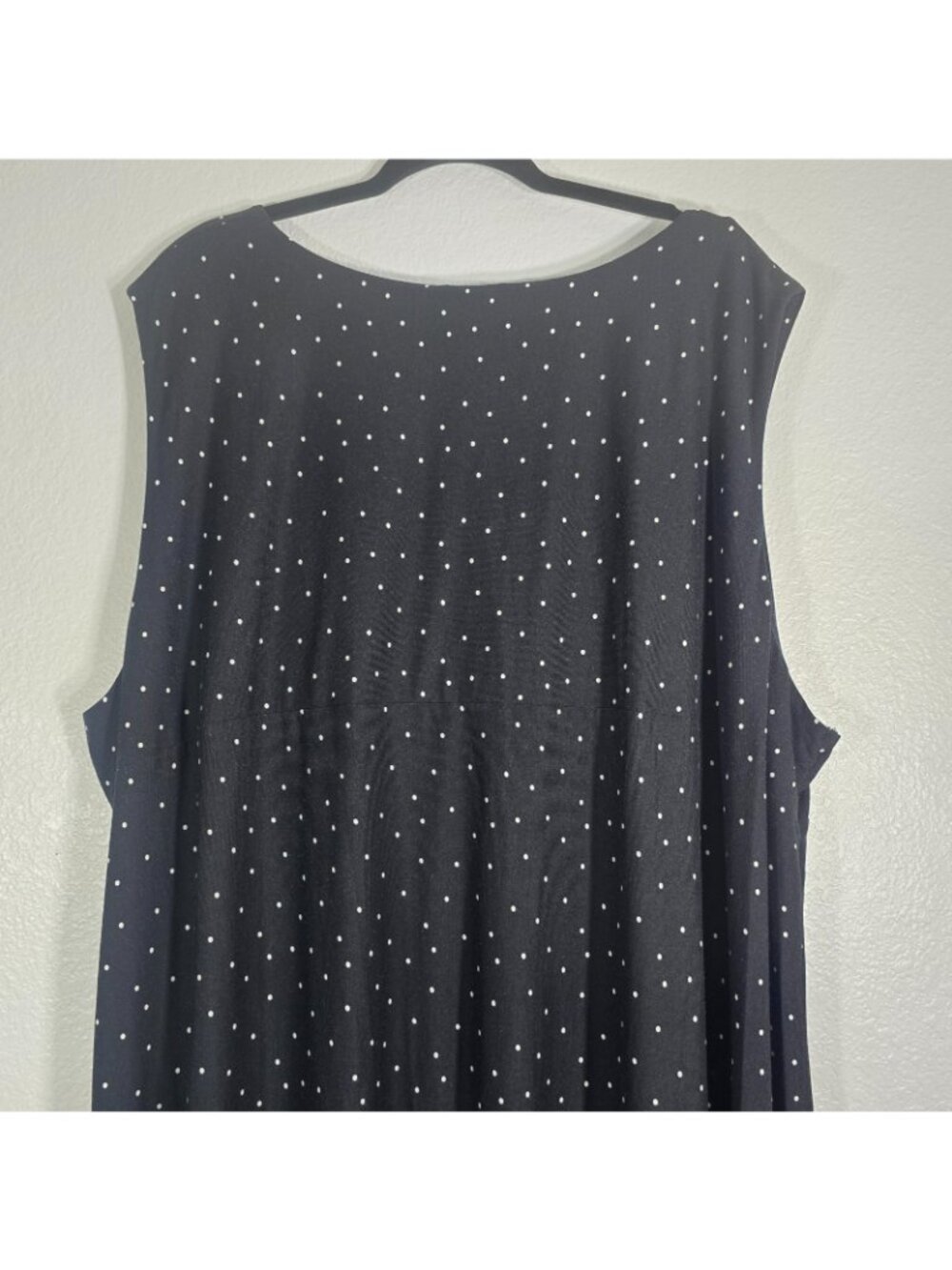 Ulla Popken Sheath Dress Women 28/30 Black Polka Dot Floral Pullover Sleeveless - Picture 5 of 8